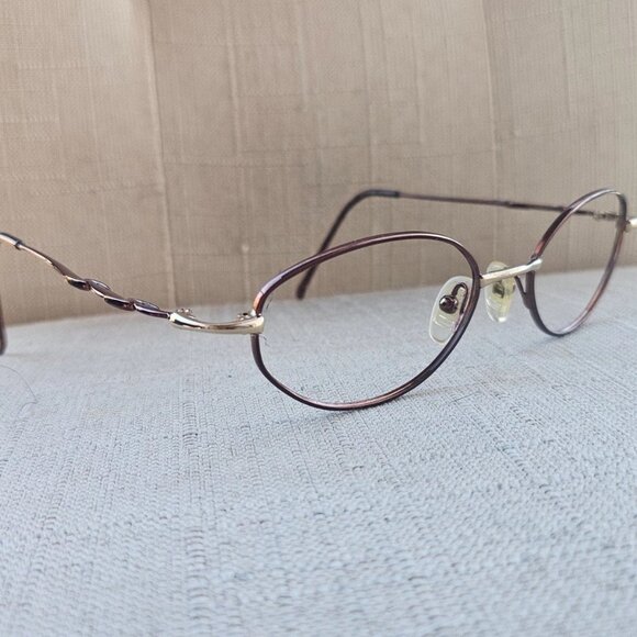 Vintage Kirkland Signature Eyeglasses Frame Brown/Gold Tone Glasses Made Italy - Picture 3 of 13